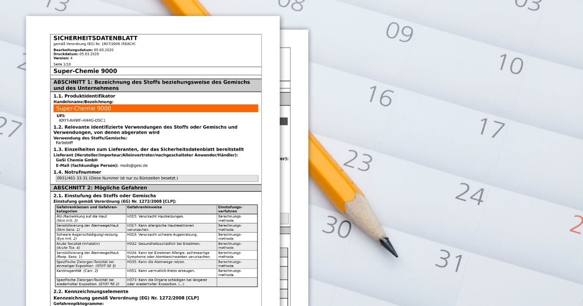 Aktuelles Sicherheitsdatenblatt GeSi Software