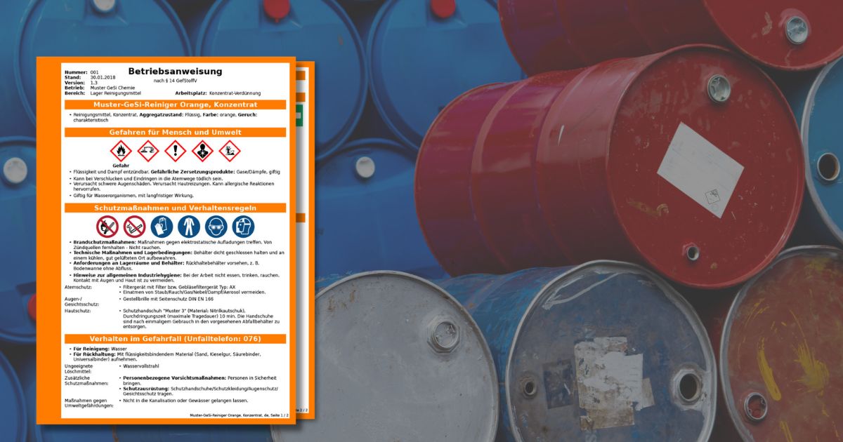 Muster Betriebsanweisung bei Gefahrstoffen