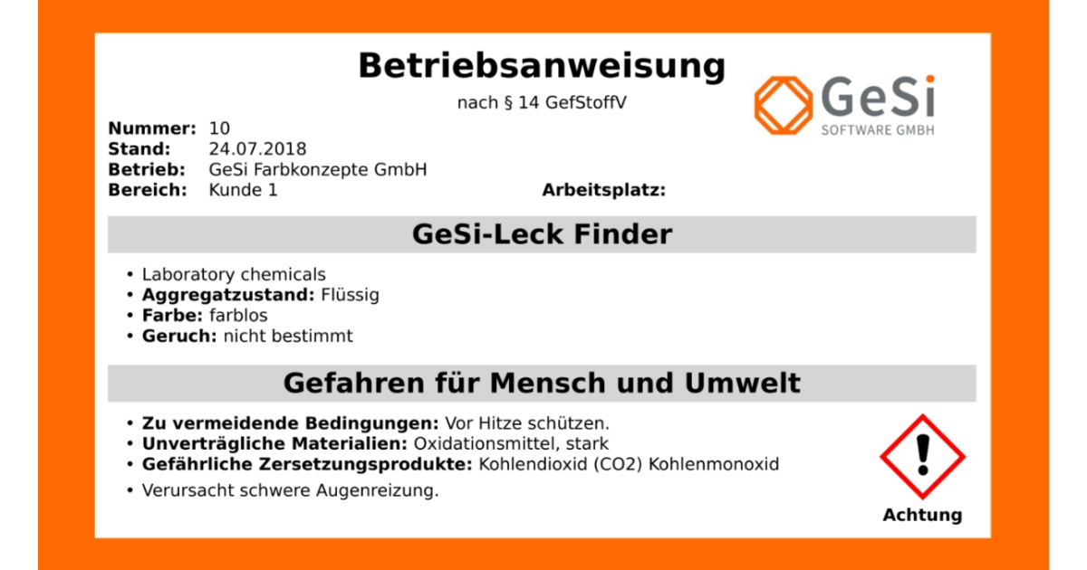 Muss eine Betriebsanweisung unterschrieben sein?